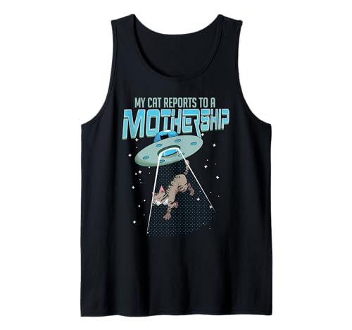 Meine Katze berichtet einem Mutterschiff UFO Alien Männer Frauen Tank Top Meine Katze berichtet einem Mutterschiff UFO Alien Männer Frauen Tank Top von Funny Alien Abduction Kitty Cat Lover Apparel