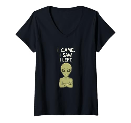 Damen Ich kam und SAH Left Alien T-Shirt mit V-Ausschnitt Damen Ich kam und SAH Left Alien T-Shirt mit V-Ausschnitt von Funny Allien Gifts