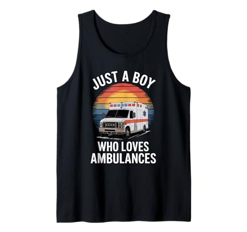Herren Just A Boy Who Loves Ambulances EMS Sanitäter Krankenwagen Tank Top von Funny Ambulance Apparel for Men Women