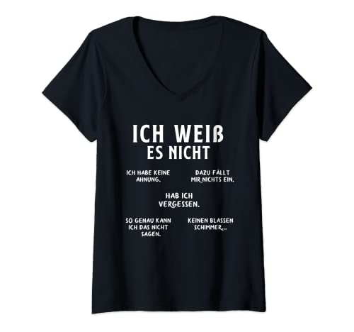 Damen Ich Weiss Es Nicht Lustig Deutsche Schüler T-Shirt mit V-Ausschnitt von Funny American German Quotes Germany Deutsch Gifts