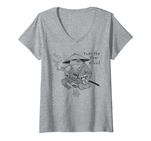 Damen lustiger Autismus TWAS Das Meme „Mein Herr Frosch“ ist unangemessen T-Shirt mit V-Ausschnitt Damen lustiger Autismus TWAS Das Meme „Mein Herr Frosch“ ist unangemessen T-Shirt mit V-Ausschnitt von Funny Ancient Frog Warrior Memes