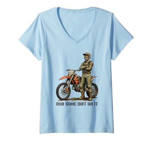 Damen Lustiger Motocross Enduro Tough Love Spruch Rub Some Dirt On It T-Shirt mit V-Ausschnitt Damen Lustiger Motocross Enduro Tough Love Spruch Rub Some Dirt On It T-Shirt mit V-Ausschnitt von Funny And Sarcastic Sports Apparel