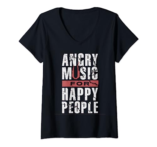 Damen Wütende Musik für glückliche Menschen T-Shirt mit V-Ausschnitt Damen Wütende Musik für glückliche Menschen T-Shirt mit V-Ausschnitt von Funny Angry Music For Happy People Tee Shirt