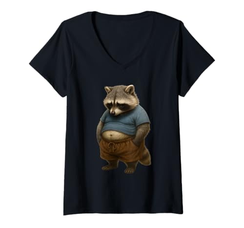 Damen Fat Raccoon | Lustiger Waschbär & Waschbär Liebhaber T-Shirt mit V-Ausschnitt Damen Fat Raccoon | Lustiger Waschbär & Waschbär Liebhaber T-Shirt mit V-Ausschnitt von Funny Animal Designs & Graphics For Women & Men