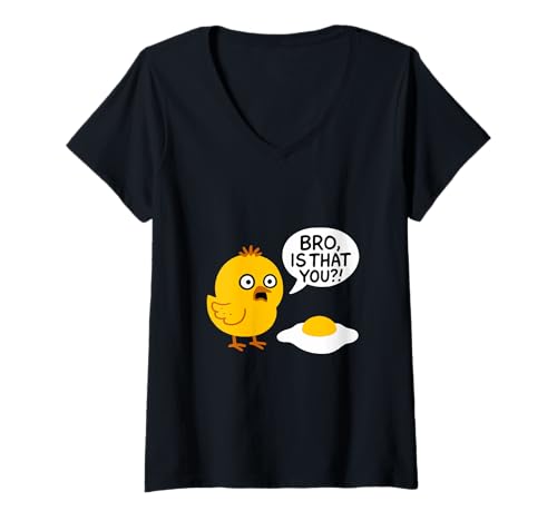 Damen Lustiges Bro is That You Huhn-Design T-Shirt mit V-Ausschnitt von Funny Animal Gifts For Everyone