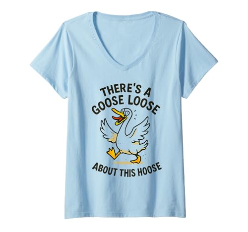 Damen Lustiges Gänsefutter mit Entenfarm T-Shirt mit V-Ausschnitt Damen Lustiges Gänsefutter mit Entenfarm T-Shirt mit V-Ausschnitt von Funny Animal Jokes For Kids