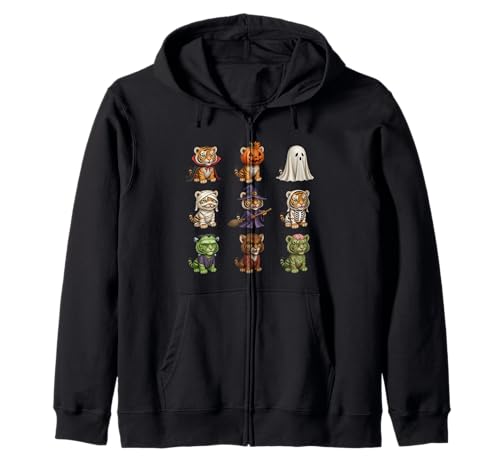 Niedlicher gruseliger Tiger, Halloween-Party, Herren, Damen, Kinder Kapuzenjacke Niedlicher gruseliger Tiger, Halloween-Party, Herren, Damen, Kinder Kapuzenjacke von Funny Animal Matching Halloween Tiger Lover