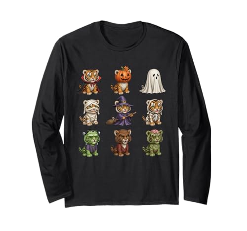 Niedlicher gruseliger Tiger, Halloween-Party, Herren, Damen, Kinder Langarmshirt Niedlicher gruseliger Tiger, Halloween-Party, Herren, Damen, Kinder Langarmshirt von Funny Animal Matching Halloween Tiger Lover