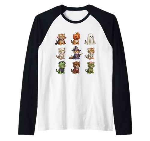 Niedlicher gruseliger Tiger, Halloween-Party, Herren, Damen, Kinder Raglan Niedlicher gruseliger Tiger, Halloween-Party, Herren, Damen, Kinder Raglan von Funny Animal Matching Halloween Tiger Lover