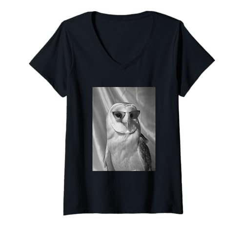 Damen Süße Eule mit Sonnenbrille Cool Forest Animal Photo Booth T-Shirt mit V-Ausschnitt Damen Süße Eule mit Sonnenbrille Cool Forest Animal Photo Booth T-Shirt mit V-Ausschnitt von Funny Animal Photography Clothing Co.