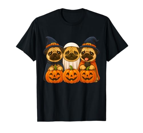 Niedlicher Halloween-Mops, Geist, Hexe, Kawaii-Hund, gruselige Jahreszeit, Kinder T-Shirt von Funny Animal Pumpkins Pet Owner Dog Lovers Costume