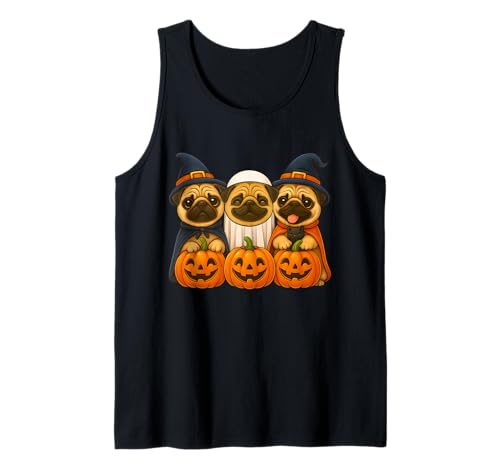 Niedlicher Halloween-Mops, Geist, Hexe, Kawaii-Hund, gruselige Jahreszeit, Kinder Tank Top von Funny Animal Pumpkins Pet Owner Dog Lovers Costume
