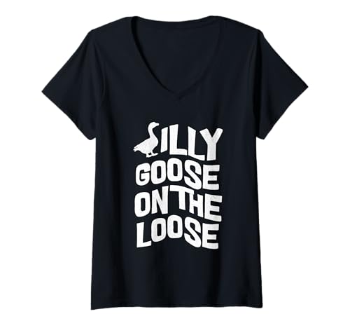 Damen Dumme Gans ist auf freiem Fuß T-Shirt mit V-Ausschnitt Damen Dumme Gans ist auf freiem Fuß T-Shirt mit V-Ausschnitt von Funny Animal