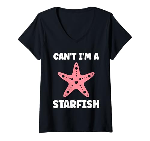 Damen Funny Animal Ocean Minimalist Simple I'm a Starfish T-Shirt mit V-Ausschnitt Damen Funny Animal Ocean Minimalist Simple I'm a Starfish T-Shirt mit V-Ausschnitt von Funny Animals ocean simple starfish