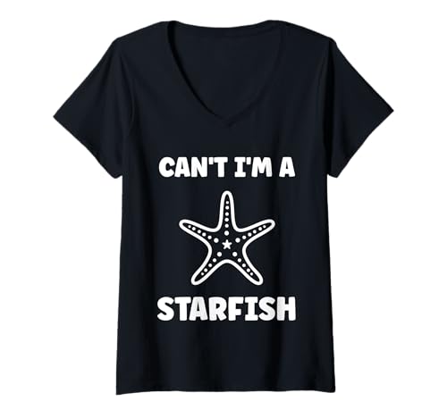 Damen Funny Animal Ocean Minimalist Simple I'm a Starfish T-Shirt mit V-Ausschnitt Damen Funny Animal Ocean Minimalist Simple I'm a Starfish T-Shirt mit V-Ausschnitt von Funny Animals ocean simple starfish