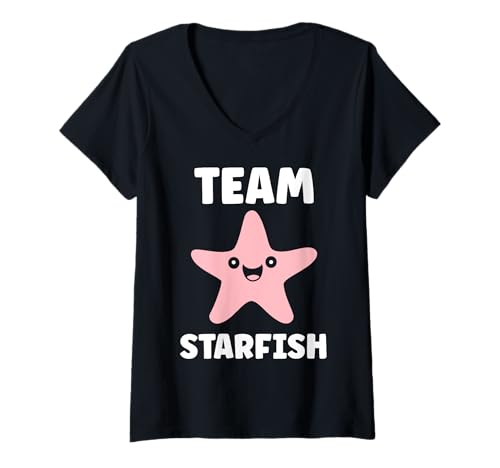 Damen Funny Animal Ocean Minimalist Simple Team Starfish T-Shirt mit V-Ausschnitt Damen Funny Animal Ocean Minimalist Simple Team Starfish T-Shirt mit V-Ausschnitt von Funny Animals ocean simple starfish