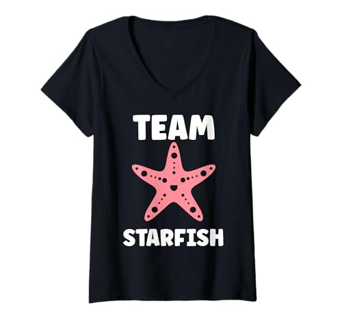 Damen Funny Animal Minimalist Ocean Simple Team Starfish T-Shirt mit V-Ausschnitt Damen Funny Animal Minimalist Ocean Simple Team Starfish T-Shirt mit V-Ausschnitt von Funny Animals ocean simple starfish