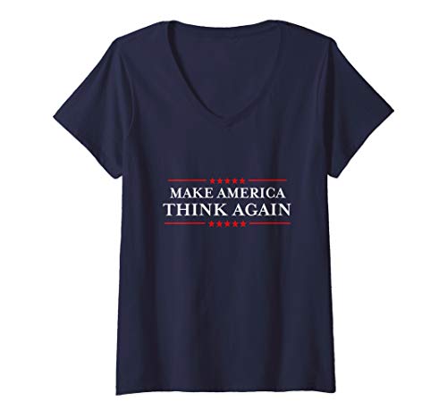 Damen Nasty Anti-Hate Shirts: Make America Think Again T-Shirt mit V-Ausschnitt Damen Nasty Anti-Hate Shirts: Make America Think Again T-Shirt mit V-Ausschnitt von Funny Anti-Trump Shirts Ltd