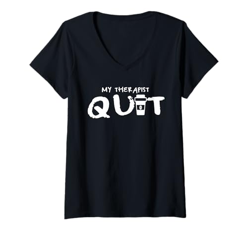 Damen Genz Z Lustiger dunkler Humor T-Shirt mit V-Ausschnitt von Funny Anti Work Anti Hustle