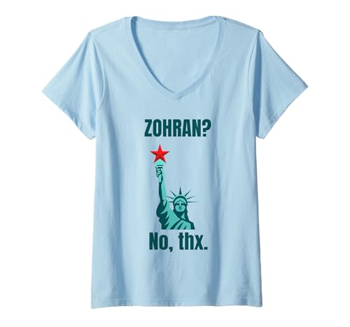 Damen Anti Zohran Mamdani No Mamdani NYC Politischer Humor Meme Witz T-Shirt mit V-Ausschnitt Damen Anti Zohran Mamdani No Mamdani NYC Politischer Humor Meme Witz T-Shirt mit V-Ausschnitt von Funny Anti Zohran Mamdani For NYC Mayor Campaign