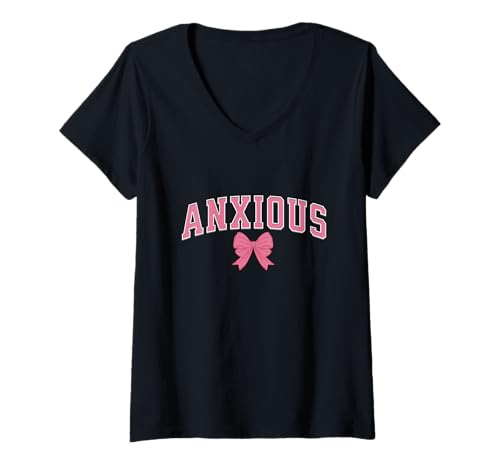 Damen Anxious Coquette mit rosa Schleife, niedlich, für Damen T-Shirt mit V-Ausschnitt Damen Anxious Coquette mit rosa Schleife, niedlich, für Damen T-Shirt mit V-Ausschnitt von Funny Anxious for women