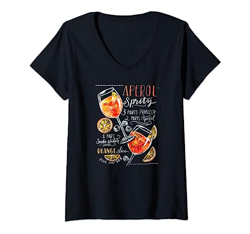 Damen Aperol Spritz Rezept Cocktail-T-Shirt Perfektes Trinkgeschenk T-Shirt mit V-Ausschnitt Damen Aperol Spritz Rezept Cocktail-T-Shirt Perfektes Trinkgeschenk T-Shirt mit V-Ausschnitt von Funny Aperol Spritz Lovers Gift Idea Tees