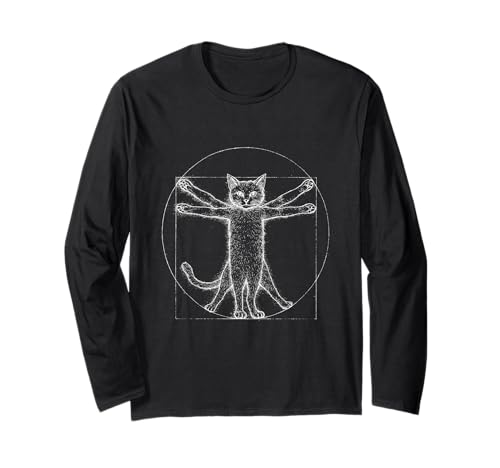 Vitruvian Cat Vitruvian Man Lustig Langarmshirt Vitruvian Cat Vitruvian Man Lustig Langarmshirt von Funny Apparel