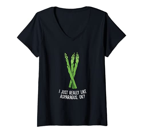 Damen I Just Really Like Asparagus, Ok? Lustiger Spargel T-Shirt mit V-Ausschnitt Damen I Just Really Like Asparagus, Ok? Lustiger Spargel T-Shirt mit V-Ausschnitt von Funny Asparagus Gifts