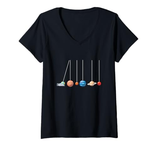 Damen Lustiges Physik Shirt Weltraum Planeten Newton Pendel T-Shirt mit V-Ausschnitt Damen Lustiges Physik Shirt Weltraum Planeten Newton Pendel T-Shirt mit V-Ausschnitt von Funny Astronomy Physics Science Gift