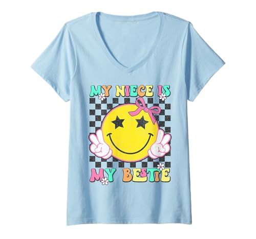 Damen Retro Meine Nichte ist meine beste Tante und Nichte passen zusammen T-Shirt mit V-Ausschnitt Damen Retro Meine Nichte ist meine beste Tante und Nichte passen zusammen T-Shirt mit V-Ausschnitt von Funny Aunt And niece Matching outfits