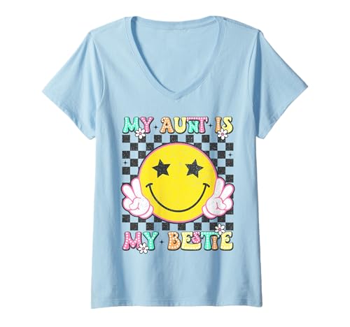 Damen Retro Meine Tante ist Meine Beste Tante und Nichte Matching T-Shirt mit V-Ausschnitt Damen Retro Meine Tante ist Meine Beste Tante und Nichte Matching T-Shirt mit V-Ausschnitt von Funny Aunt And niece Matching outfits