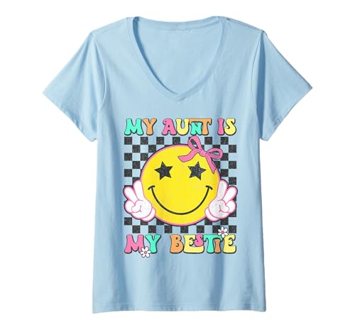 Damen Retro Meine Tante ist meine beste Tante und Nichte Matching T-Shirt mit V-Ausschnitt Damen Retro Meine Tante ist meine beste Tante und Nichte Matching T-Shirt mit V-Ausschnitt von Funny Aunt And niece Matching outfits