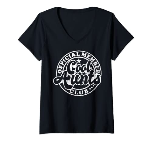 Damen Offizieller Mitglied Cool Aunts Club Lustige Auntie Niece Grafik T-Shirt mit V-Ausschnitt von Funny Aunt Niece Graphic & More