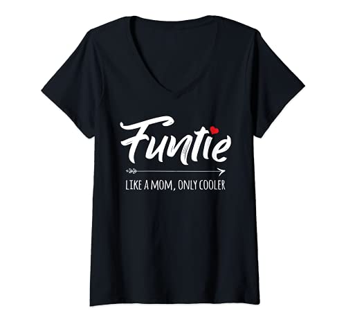 Damen Tante Shirt - Funny Funtie Fun Auntie T-Shirt T-Shirt mit V-Ausschnitt von Funny Aunt Shirts Shop