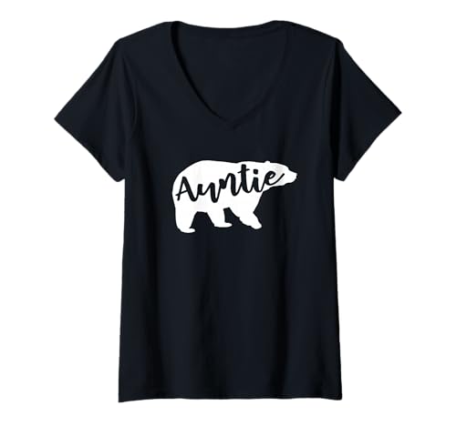 Damen Tante Bär lustige süße Baby -Enthüllung Ankündigung T-Shirt mit V-Ausschnitt Damen Tante Bär lustige süße Baby -Enthüllung Ankündigung T-Shirt mit V-Ausschnitt von Funny Auntie Bear Baby Reveal Announcement