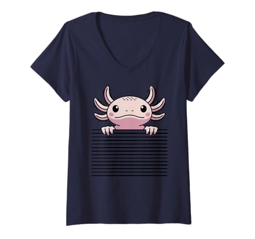 Damen Axolotl Lustiger Wassersalamander für Kinder, Tierliebhaber T-Shirt mit V-Ausschnitt von Funny Axolotl for Kids Boys Girls