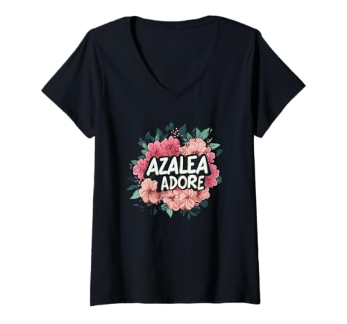 Damen Bunte Azalee Adore für Blumenliebhaber T-Shirt mit V-Ausschnitt Damen Bunte Azalee Adore für Blumenliebhaber T-Shirt mit V-Ausschnitt von Funny Azalea Flower
