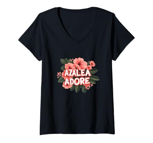 Damen Hübsches Azalea Adore Blumen Outfit T-Shirt mit V-Ausschnitt Damen Hübsches Azalea Adore Blumen Outfit T-Shirt mit V-Ausschnitt von Funny Azalea Flower
