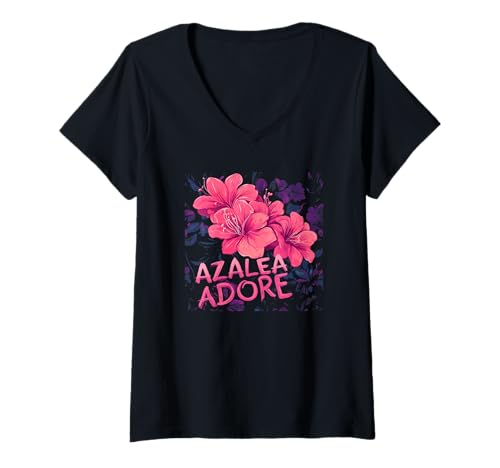 Damen Hübsches Azaleen-Blumen-Outfit für Erwachsene und Kinder T-Shirt mit V-Ausschnitt Damen Hübsches Azaleen-Blumen-Outfit für Erwachsene und Kinder T-Shirt mit V-Ausschnitt von Funny Azalea Flower