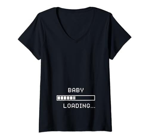 Damen Damen Schwangerschaftsankündigung T-Shirt Baby Loading T-Shirt mit V-Ausschnitt von Funny Baby Announcement Tees