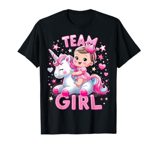Team Girl Einhorn Babyparty Geschlecht Enthüllung T-Shirt von Funny Baby Announcement