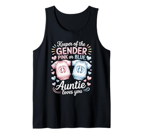Keeper of The Gender Auntie Loves You Baby Ankündigung Tante Tank Top von Funny Baby Gender Reveal Matching Family
