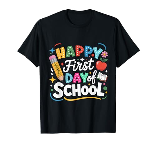 Happy First Day of School Bleistift Lehrer Kinder Back to School T-Shirt Happy First Day of School Bleistift Lehrer Kinder Back to School T-Shirt von Funny Back To School 2025 Apparel