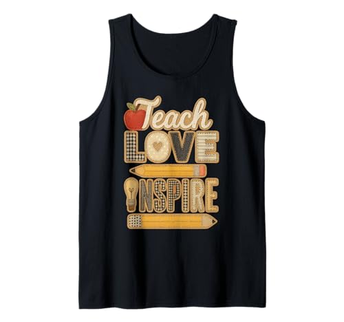 Teach Love and Inspire Cute Teacher Student Teaching Future Tank Top von Funny Back To School Boys Girls Kids Gifts