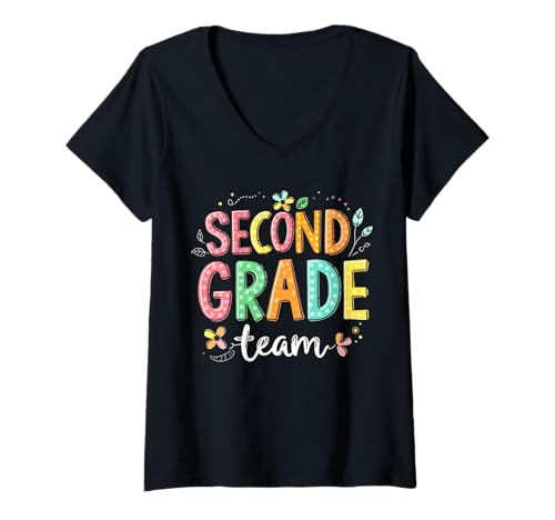 Damen Lustiger Schulanfang zweite Klasse für Lehrer und Schüler T-Shirt mit V-Ausschnitt Damen Lustiger Schulanfang zweite Klasse für Lehrer und Schüler T-Shirt mit V-Ausschnitt von Funny Back To School Costume Gifts Idea