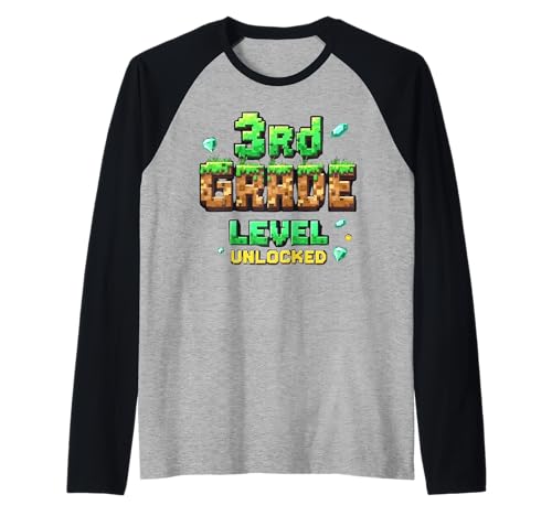 Zurück in die Schule, 3. Klasse, freigeschalteter Gamer Pixel für Jungen Raglan von Funny Back To School Gaming Gifts For Boys
