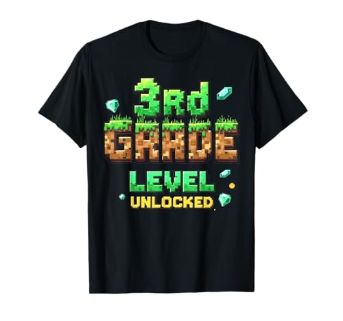 Zurück in die Schule, 3. Klasse, freigeschalteter Gamer Pixel für Jungen T-Shirt von Funny Back To School Gaming Gifts For Boys