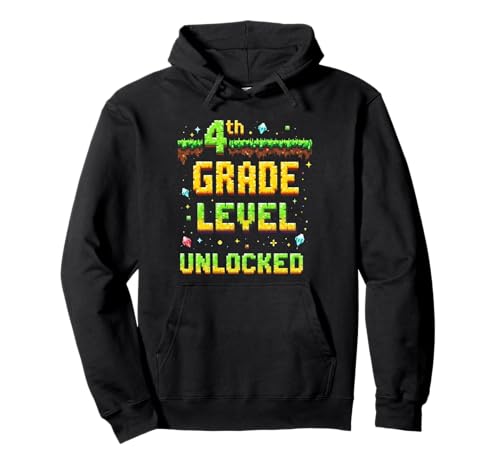 Zurück in die Schule, 4. Klasse, freigeschalteter Gamer Pixel für Jungen Pullover Hoodie von Funny Back To School Gaming Gifts For Boys