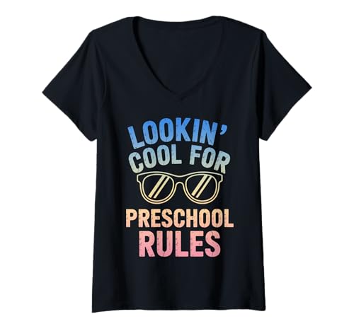 Damen Sieht cool aus für den Vorschulanfang T-Shirt mit V-Ausschnitt Damen Sieht cool aus für den Vorschulanfang T-Shirt mit V-Ausschnitt von Funny Back to School Apparel Preschool