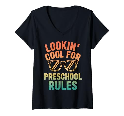 Damen Sieht cool aus für den Vorschulanfang T-Shirt mit V-Ausschnitt Damen Sieht cool aus für den Vorschulanfang T-Shirt mit V-Ausschnitt von Funny Back to School Apparel Preschool